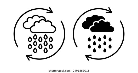 Icono de Vector de recolección de agua de lluvia en color negro.