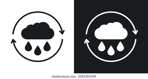 Icono de Vector de recolección de agua de lluvia en color negro.