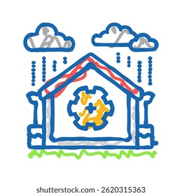 coleta de água da chuva salvando água ícone doodle esboço vetor. coleta de água da chuva sinal de economia de água.