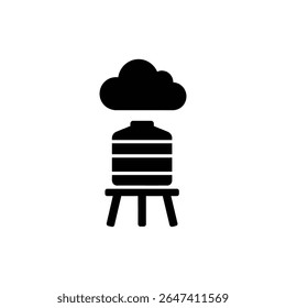 Rainwater Tank Icon with Cloud Positioned Above