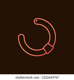Rainworm linear vector concept colorful round icon or sign on dark background