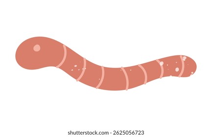 rainworm in texture. Pink striped. Flat isolated color doodle illustration. An insect in the garden. Perfect for prints, packaging, posters, blogs and children's or nature projects in a cozy style