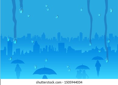 Rainy city background.  Vector illustration for discount flyer, promotion stickers, lables, web banner and poster design.