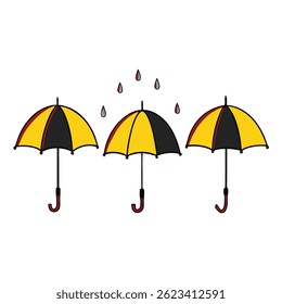 Ilustración vectorial de diseño de paraguas de ciudad lluviosa