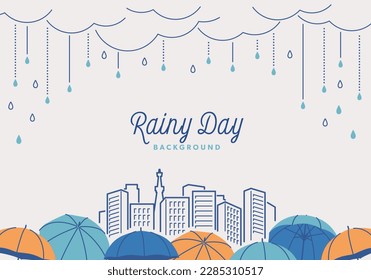 Rainy cityscape and umbrella scenery
