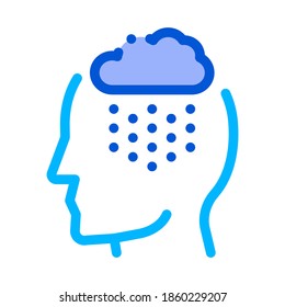 Nube Lluviosa Nube Burla Silhouette Cefalea Icono de Vector Línea delgada. Tensión Y Dolor De Cabeza De Grupo, Migraña Y Síntomas De Estrés Ilustración