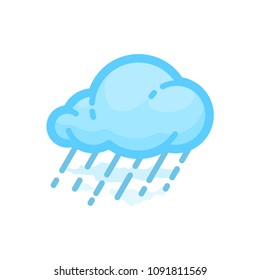 Rainy Cloud colored vector icon. Pictogram from set Weather forecast. Blue isolated on white background