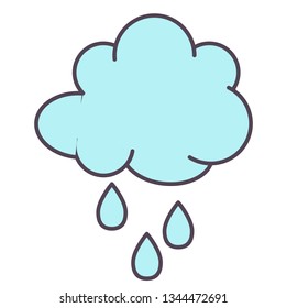 Rainy cloud flat illustration on white