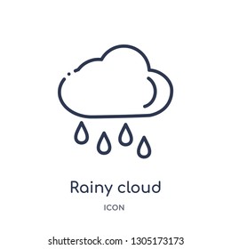 rainy cloud icon from nautical outline collection. Thin line rainy cloud icon isolated on white background.