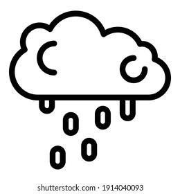 Rainy cloud icon. Outline rainy cloud vector icon for web design isolated on white background