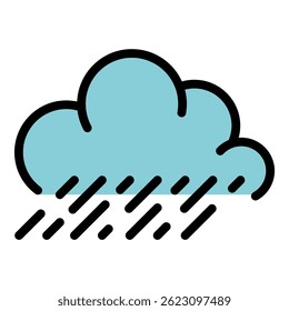 Rainy cloud icon. Outline rainy cloud vector icon color flat isolated