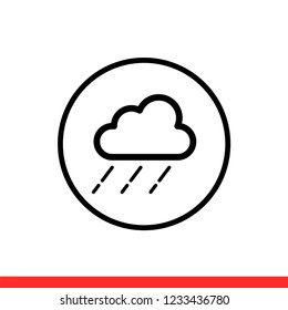 Rainy cloud icon vector, weather symbol. Simple, flat design for web or mobile app