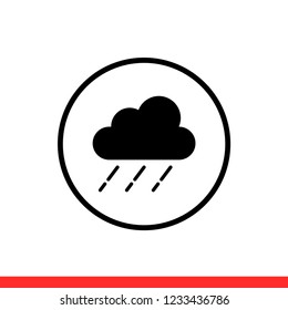 Rainy cloud icon vector, weather symbol. Simple, flat design for web or mobile app