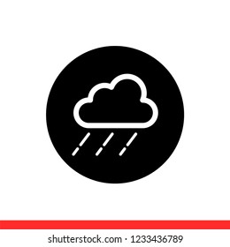 Rainy cloud icon vector, weather symbol. Simple, flat design for web or mobile app
