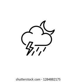 rainy cloud with lighting line icon on white background