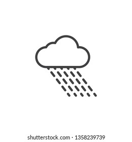 Rainy cloud line icon. linear style sign for mobile concept and web design. Cloud and rain outline vector icon. Rainy weather season symbol, logo illustration. Pixel perfect vector graphics