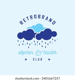 Rainy cloud line icon in white and black colors. rainy cloud flat vector icon from rainy cloud.