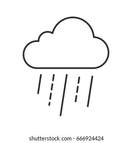 Rainy cloud linear icon. Autumn weather. Cold rainy weather. Bad mood contour symbol. Weather condition thin line illustration. Vector isolated outline drawing