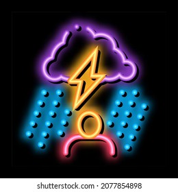 Rainy Cloud Man neon light sign vector. Glowing bright icon Rainy Cloud Man isometric sign. transparent symbol illustration