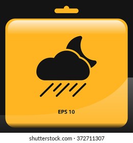 rainy cloud with moon icon. weather vector illustration