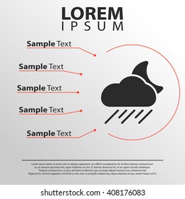 rainy cloud with moon icon. weather infographics template