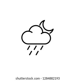 rainy cloud with moon line icon on white background