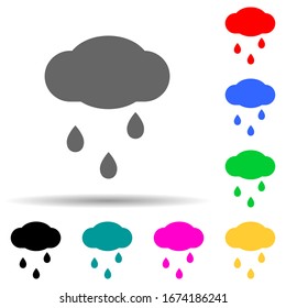 icono de estilo multicolor de nube lluviosa. Línea delgada simple, contorno vectorial de iconos web para ui y ux, sitio web o aplicación móvil