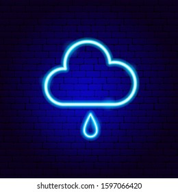 Rainy Cloud Neon Sign. Vector Illustration of Weather Promotion.