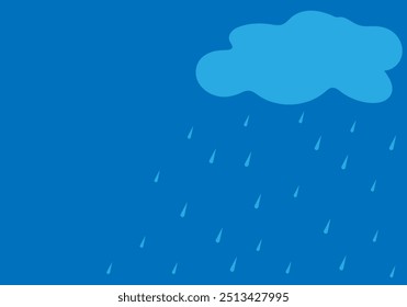 Regenwolke am blauen Himmel. Regner Hintergrund mit einem leeren Platz für Ihren Text. Flache Vektor-Hintergrundvorlage für Karte, Banner, Poster, Tag, Etikett und Flyer.