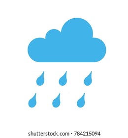 rainy cloud with rain drops rainy season weather vector icon blue and white background