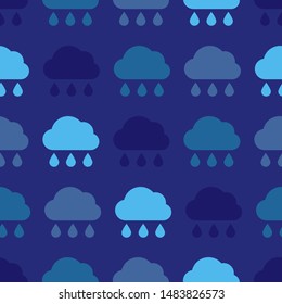 Rainy cloud. Seamless pattern of rainy clouds. Bad weather symbol. Vector illustration.