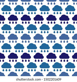 Rainy cloud. Seamless pattern of rainy clouds. Bad weather symbol. Vector illustration.