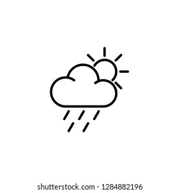 rainy cloud with sun line icon on white background