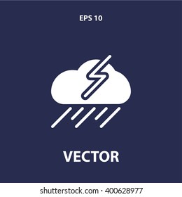 rainy cloud with thunder icon. weather vector eps10 icon
