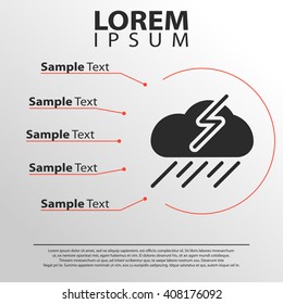 rainy cloud with thunder icon. weather infographics template