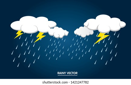 Rainy and cloud vector with background 