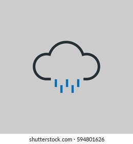 Rainy Cloud Vector Icon, The outlined symbol of rainy cloud. Simple, modern flat vector illustration for mobile app, website or desktop app 