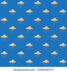 Rainy Cloud Vector Seamless Pattern