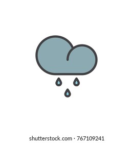 Rainy cloud, weather filled outline icon, line vector sign, linear colorful pictogram isolated on white. Cloud and rain drops symbol, logo illustration. Pixel perfect vector graphics