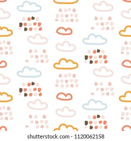 Rainy clouds cute pastel colors seamless vector pattern.