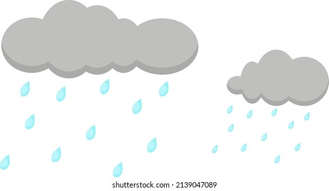 Rainy clouds, illustration, vector on a white background.
