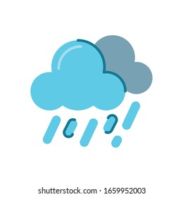 rainy clouds over white background, flat style icon, vector illustration