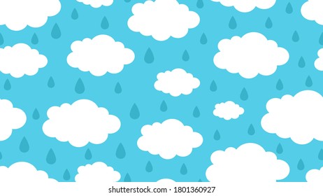 Patrón de nubes lluviosas. Clima estacional, caídas de lluvia y textura fluida del vector de nube blanca