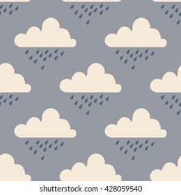 Rainy clouds seamless pattern 