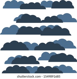 Rainy clouds. Set of nature and the sky. Cartoon flat illustration. Dark blue element of bad autumn weather