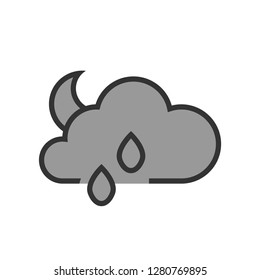 rainy cloudy night two tone - icon vector