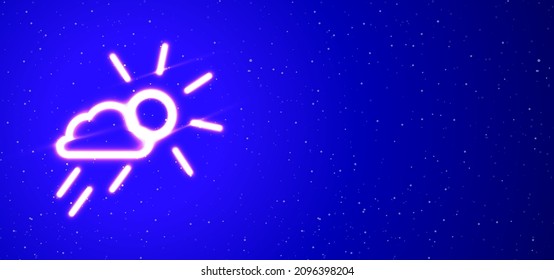 Rainy, cloudy and sunny unique super glowing neon sign vector. Light burst. Design element sun and rain neon icon. Creative weather neon sign. Great view every night. Banner with blank space.