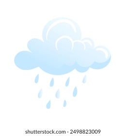 Rainy color icon in vector style. Rain, cloud with drops isolated on white background.