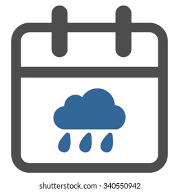 Rainy Date vector icon. Style is bicolor flat symbol, cobalt and gray colors, rounded angles, white background.