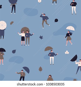 rainy day character textile pattern. style vector illustration flat design